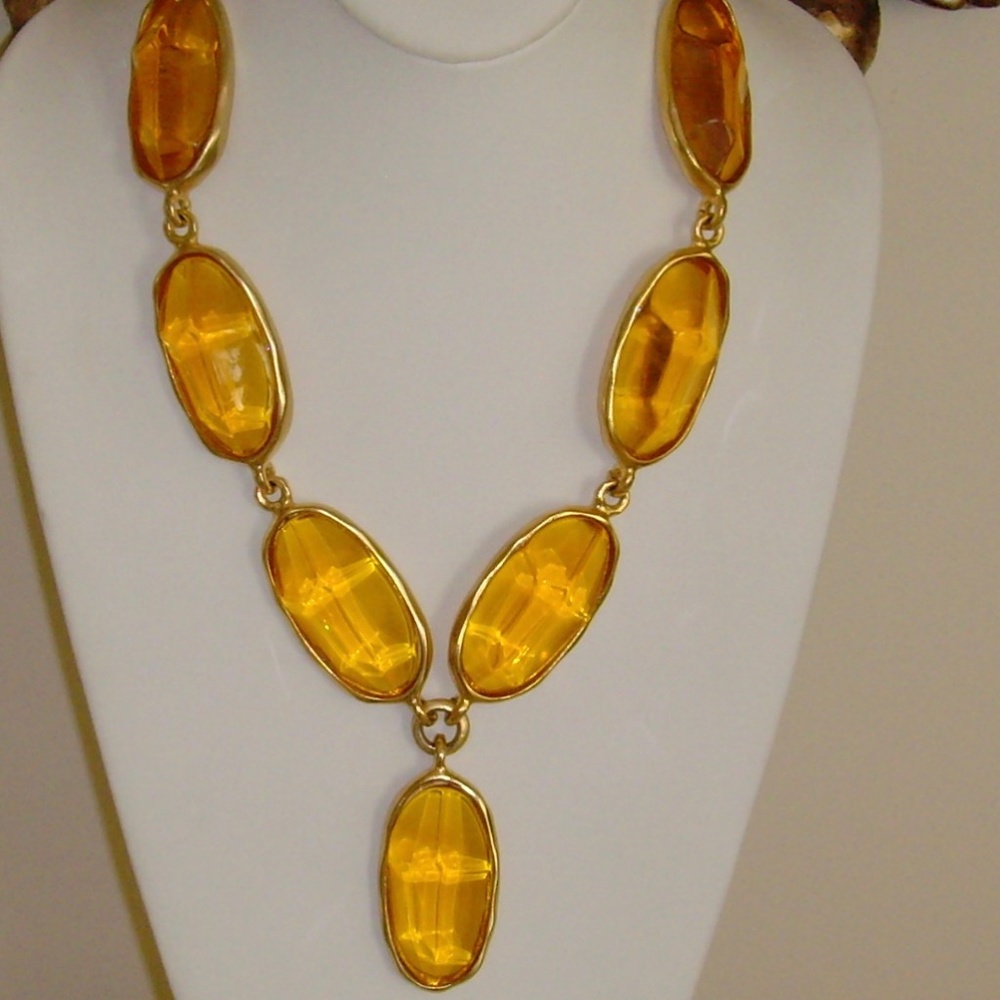 Kenneth Lane Matte Gold-Tone and Lucite Necklace